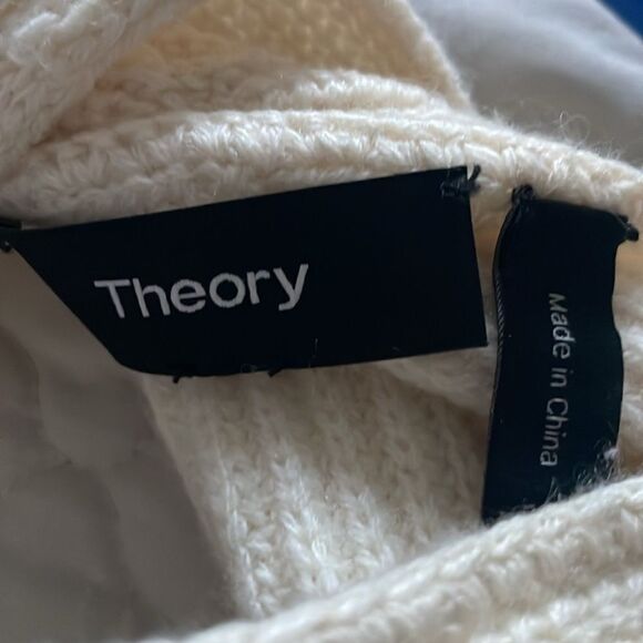 Theory Cream Colored Cashmere Twylina Open Back Sweater - Picture 5 of 6